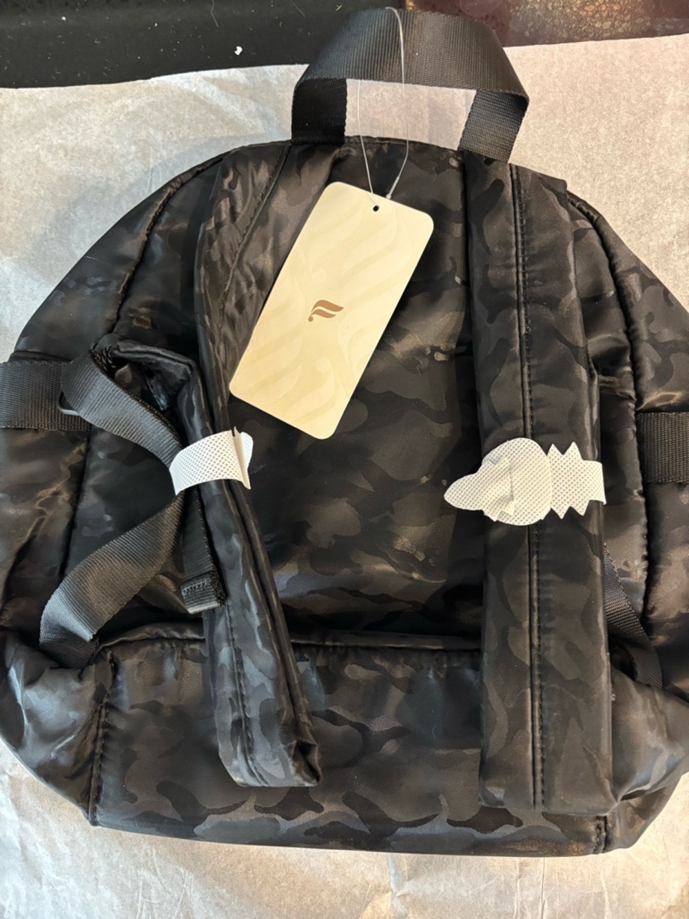 Fabletics Downtown Black Camouflage Nylon Backpack - Picture 6 of 9